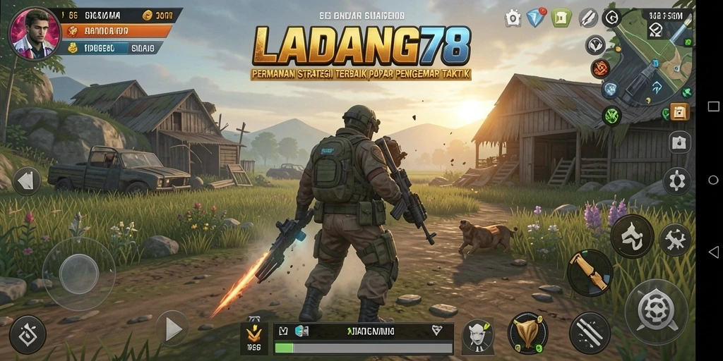 Tangkapan layar utama LADANG78 menampilkan intensitas pertempuran strategi.