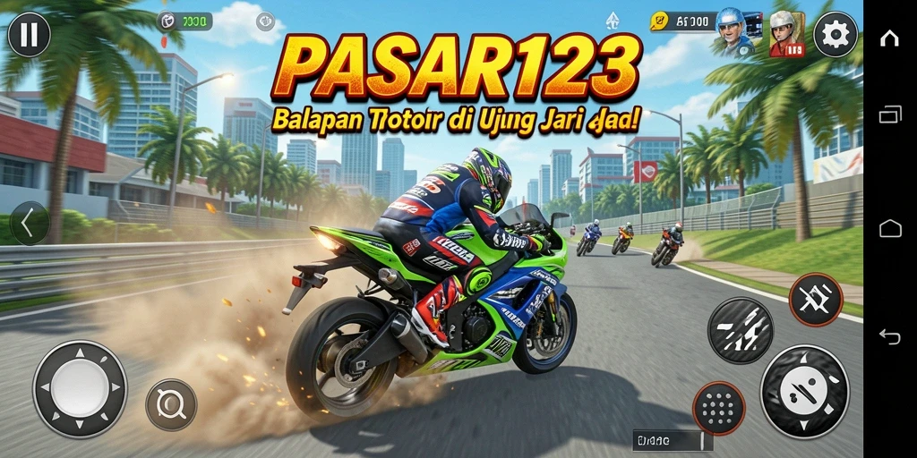 Tampilan menakjubkan dari gameplay PASAR123 dalam balapan motor.