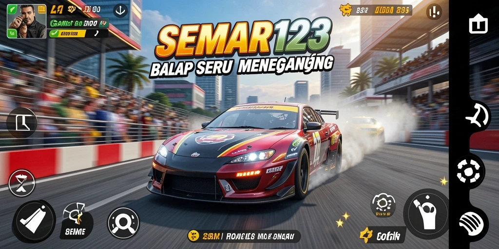 Tampilan gameplay seru dari SEMAR123 dengan aksi balapan yang cepat.